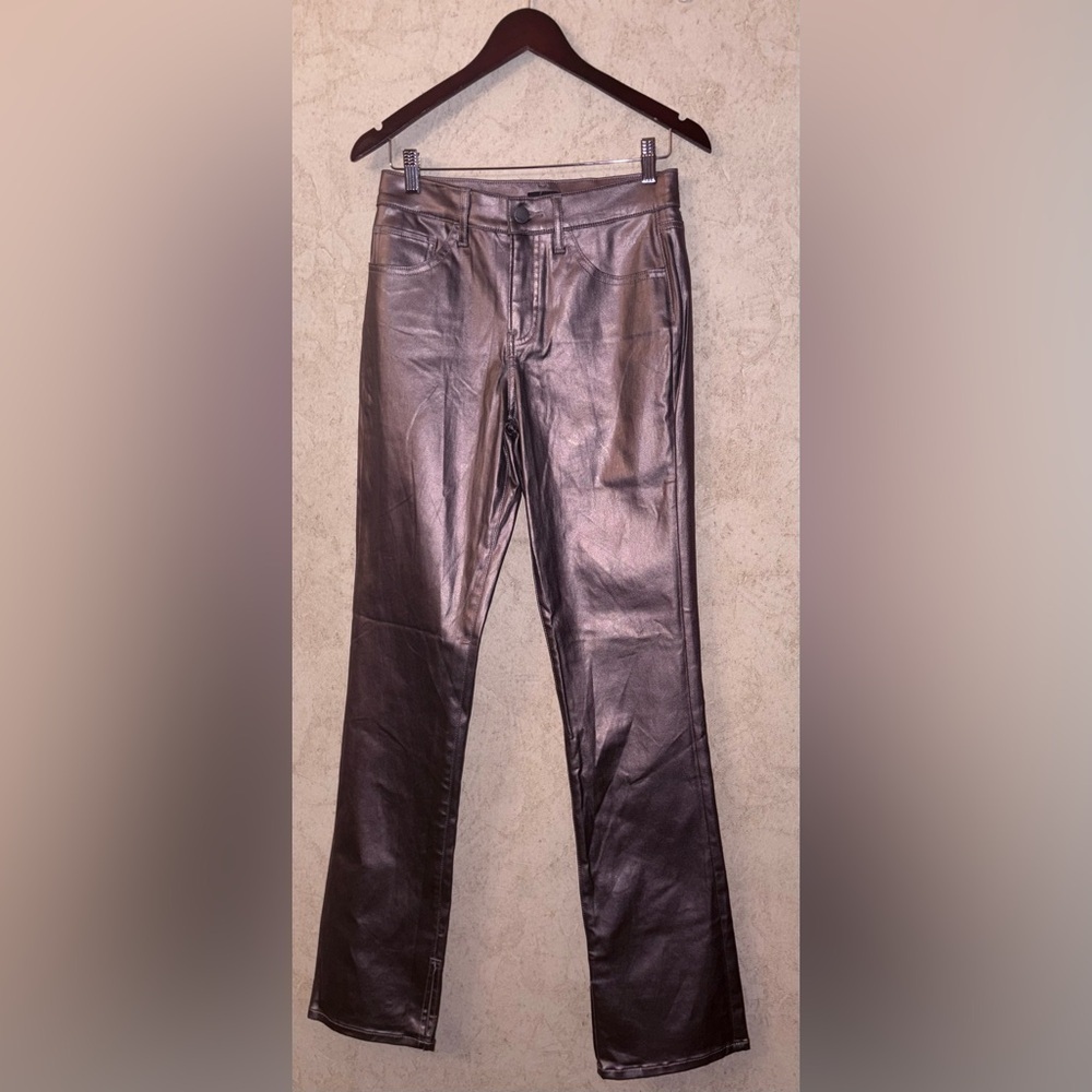 💕Express Mid Rise Skyscraper Metallic Coated Side Slit Jeans